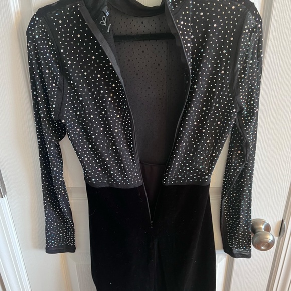 Windsor Black Mesh and Velvet Rhinestone Sparkle Size Large dress like new - Picture 7 of 9